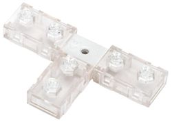 Glowster Conector T para Tira LED 10mm, circuito integrado, ideal para crear ramificaciones en sistemas de iluminación LED.