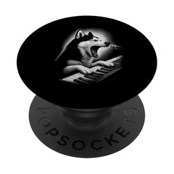 Husky Playing Keyboard Piano Player Dog Lover PopSockets Adhesive PopGrip