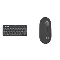 Logitech Pebble Keys 2 K380s, tastiera Bluetooth multidispositivo & Pebble Mouse 2 M350s wireless Bluetooth sottile, portatile, leggero, personalizzabile