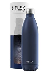 FLSK - Borraccia originale, in acciaio inox, da 1000 ml, adatta per anidride carbonica, bottiglia termica (caldo per 18 ore e freddo per 24 ore), senza BPA, antiruggine, colore blu notte (Midnight)