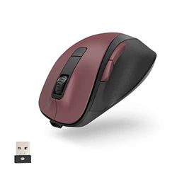 Hama MW-500 Recharge Souris sans Fil - Technologie 2.4Ghz, Rechargeable en USB C, Capteur Blue Wave 1600 dpi, Technologie Smart-Link, Clics Silencieux, Droitier/e - Rouge Bordeau