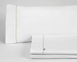 Juego de sábanas color blanco Cama de 200 (4 piezas) - 100% algodón - 144 hilos - Gramage: 115