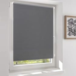 Sekey Klemmfix - Store Enrouleur occultant sans perçage - Double Face - Couleur Unie - Cordon de Traction latérale - Protection Solaire et Brise-Vue - Store occultant - 55 x 130 cm - Gris foncé