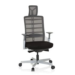 hjh OFFICE 640410 Professionele bureaustoel SKARIF stof zwart/grijs/wit ergonomische draaistoel met flexibele rugleuning