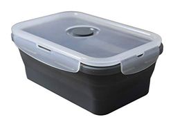 Fackelmann Fiambrera Plegable Térmica para Comida Caliente y Fría, Silicona con cierres herméticos, resistente a 230ºC, apto para microondas, frigorífico y congelador, gris y transparente, 800ml, 1ud.