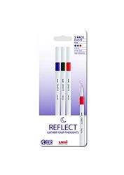uni Emott Felt Tip Pens. Water Resistant, Non-Bleed and Fade-Proof Ink for Colouring, Art, Drawing, Writing, Journaling. Fineliner Tip Coloured Pens for Adults, Children, School Stationery. Pack of 3