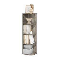 Furinno Pasir boekenkast met 4 niveaus, open hoek, Frans eiken