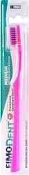Fimodent Medium Spazzolino con Sistema Protezione Gengive e Denti - Dotato di 1509 Setole UltraX con Durezza Media Delicate su Gengive e Smalto - Colore Rosa