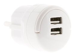 Adaptateur 2x USB 2,1A avec anneau d'extraction Blanc