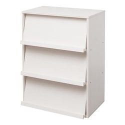 Iris Ohyama, Opbergkast met 3 vouwdeuren / Houten kast / Kantelbaar / Opbergkast, In hoogte verstelbare plank 3,2 cm, Kantoor, Woonkamer - Flap Rack - CHR-3 - Witte eik