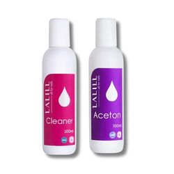 LALILL Set Cleaner Ongles Degraissant 100 ml + Dissolvant à L'acétone 100 ml - Dégraissant pour Gels, Hybrides et Brosse à Ongles - Gel Polish Remover - Dissolvant pur Acétone UV