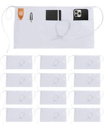 Utopia Wear 3 Pockets Waist Apron [Pack of 12], Server Waitress Short Apron for Women Men, Kitchen, Restaurant and Crafting, White, 12-Pack