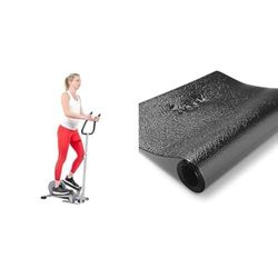 Sunny Health & Fitness Magnetic Underdesk/Standing Portable Ellittical Machine + Treadmill Mat -Small - NO. 083, Black
