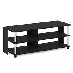 Furinno Sully Meuble TV à 3 Niveaux pour Téléviseur Jusqu'à 48 Pouces, Americano/Acier Inoxydable