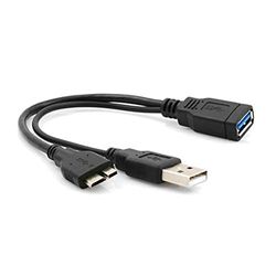 Systeem-S USB A Host naar Micro USB 3.0 OTG kabel 2 in 1 USB A naar Micro USB 3.0 & USB A host datakabel 20 cm