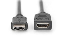 DIGITUS HDMI High Speed verlengkabel, type A m/f - 2,0m - met Ethernetkanaal - Ultra HD 4k/30Hz - compatibel met TV/beamer/monitor - vergulde contacten - zwart
