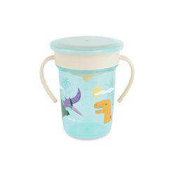 Miniland Jurassic Drinkbeker voor baby's, lekvrij, 360 graden, met handgrepen en deksel, vaatwasmachinebestendig, BPA-vrij, 270 ml