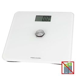 ProfiCare® PC-PW 3112 Pèse-personne numérique sans batterie avec plage de mesure de 5 kg à 180 kg et grand écran LCD Pèse-personne numérique avec énergie cinétique et surface en verre Blanc