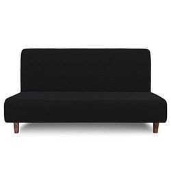 Easy-Going 100% Waterproof Futon Cover, Dual Waterproof Couch Cover for Futon, Stretch Jacquard Armless Sofa Cover, Leakproof Furniture Protector for Kids, Pets, Dog and Cat (Futon, Black)