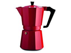 PEZZETTI - Cafetera espresso itale Xpress (6 tazas, aluminio), color rojo