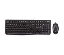 Logitech MK120 Combo Tastiera e Mouse con Filo per Windows, Layout Inglese QWERTY - Nero