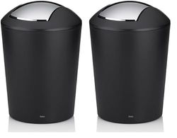 kela 22270 Marta Poubelle de Salle de Bain avec Couvercle à Bascule Plastique Noir 1,7 L (Lot de 2)