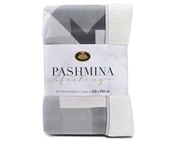 Gözze - Cosy Blanket, Pashmina Feel, Reversible, 460 g/m², 150 x 200 cm - Ash