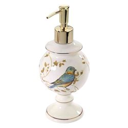 Avanti Linens - Dispenser per lozione/Sapone, Accessori per Piano di Lavoro, Decorazione per Il Bagno Ispirata alla Natura (Collezione Uccelli Dorati)