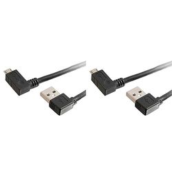 C2G 81705 2M USB 2.0 A Right Angle to Micro USB B Right Angle Cable, Micro USB Charger suitable for Samsung/Android Phones and Other Micro UBS Devices (Pack of 2)