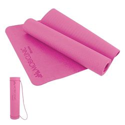 Yoga mat | Anti-slip | 181x61x0.6cm | Flexibel | TPE | Wasbaar | Eco-vriendelijk | Roze| EY-01| Mobiclinic