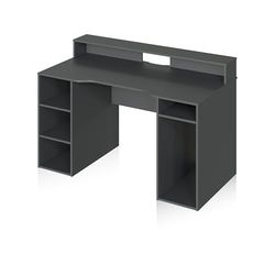 duehome | Mesa Gamer, Mesa de Ordenador, Modelo Galax, Acabado en Gris Antracita, Medidas: 136 cm (Largo) x 67 cm (Ancho) x 73-88 cm (Alto)