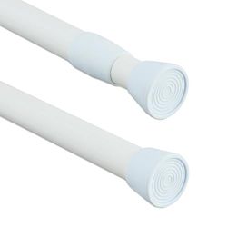 Relaxdays Barra Cortina Extensible, 120-220 cm, Palo Presión Ducha, Visillos, Acero Inoxidable, sin Taladrar, Blanco, 2,5 x 220 x 2,5 cm