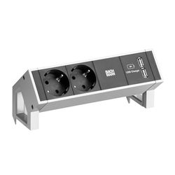 BACHMANN DESK2 | 2 x geaard contact | 1 x USB-oplader | wit
