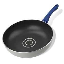 Tasty Sartén Wok Ø 28 cm, Antiadherente Recubierta con Sistema de Dosificación de Aceite, Sartén para Freír con Mango Ergonómico, Suave al Tacto, color azul, gris y negro, 1 ud.