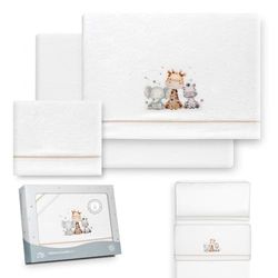 Interbaby Sänglakan set för minispjälsäng 50 x 80 cm, baby - vinterlakan koralltyg, modell giraff elefant, inklusive lakan + lakan + örngott