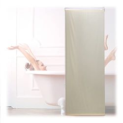 relaxdays Store de Baignoire, 60x240 cm, Rideau de Douche Hydrofuge, Plafond & fenêtre, Pare-Bain, Salle de Bain, Beige