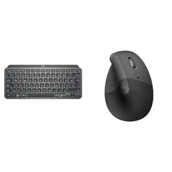 Logitech MX Keys Mini draadloos toetsenbord - donkergrijs, QWERTZ & Logitech Lift Vertical Ergonomische Muis, Draadloos, Bluetooth of Logi Bolt USB-ontvanger, Stille klikken - Grafiet