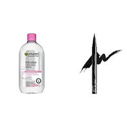Garnier Micellar Water Facial Cleanser Sensitive Skin 700 ml With NYX Professional Makeup Epic Ink Eye Liner, Felt Tip Liner Pen, Waterproof, Vegan Formula, Black