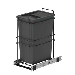 Emuca - Pattumiera per differenziata per Moduli da Cucina, 35 L, Fissaggio sul Fondo ed Estrazione Manuale, Plastica Grigio Antracite