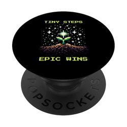 Pequeños pasos, victorias épicas | Pixel Progress Power-Up PopSockets PopGrip Adhesivo