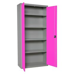Simon Rack Amario Metálico Almacenaje, 1800x1000x400 mm, Armario Multiusos, 2 Puertas, 4 Estantes, Gris/Rosa - Simonlocker