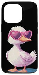 Anatra felice con cuore e bella occhiali da sole Custodia per iPhone 13 Pro