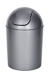 WENKO Poubelle Salle de Bain Economic, Gris, Petite Poubelle Salle de Bain 6L, 20 x 30 x 20 cm
