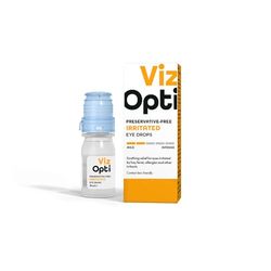 VizOpti Irritated Eye Drops Preservative-Free – Instant Relief for Allergies, Dryness & Irritation | Soothing & Cooling with Natural Plant Extracts | Contact Lens Friendly & Compact Bottle – 10ml