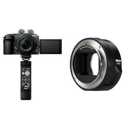 Nikon Z30 Vlogger Kit + Lexar SD 64GB 800x Fotocamera Mirrorless, CMOS DX da 20.9 MP & FTZ II Adattatore baionetta di seconda generazione per obiettivi con F-Mount, Nera