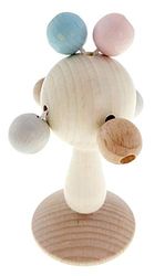 Hess Holzspielzeug 11127 – Sonajero de madera, gris natural, a partir de 3 meses, aprox. 6 x 6 x 12 cm, regalo para nacimiento o bautizo, multicolor, 60 g
