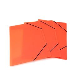 Cartella 3 Lembi con Chiusura a 2 Elastici in Plastica Traslucida, Formato 24x31,8 cm Dorso 1 cm, Colore Arancio, Confezione da 12 Pezzi