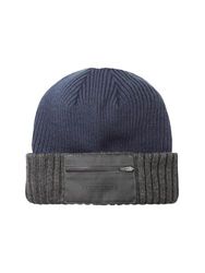 Sealskinz Colby-Waterproof Zipped Pocket Knitted Beanie Bonnet, Bleu Marine, S/M Mixte