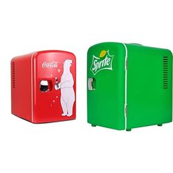 Koolatron Mini Fridge 4L Small Fridge 6 Can Quite Mini Fridges Mini Cooler Warmer for Office Home & Travel PB Red + Sprite Mini Fridge 4L Table Top Mini Fridges for Skincare 12V Portable Cooler Green