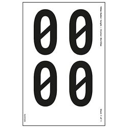 V Safety One Number Sheet - 0-108mm Number Height - 300x200mm - Self Adhesive Vinyl